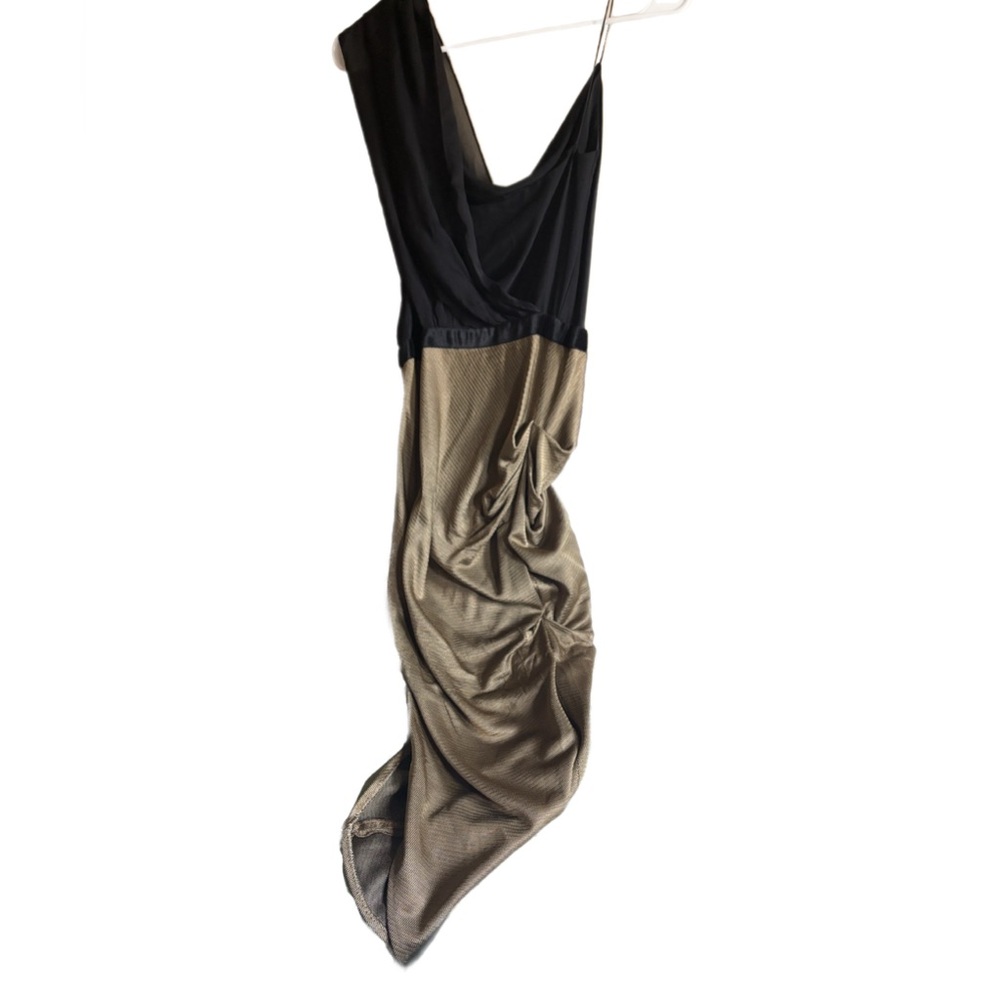 Alexander Wang Black and Gold Asymmetrical Cocktail Dress - Picture 3 of 6